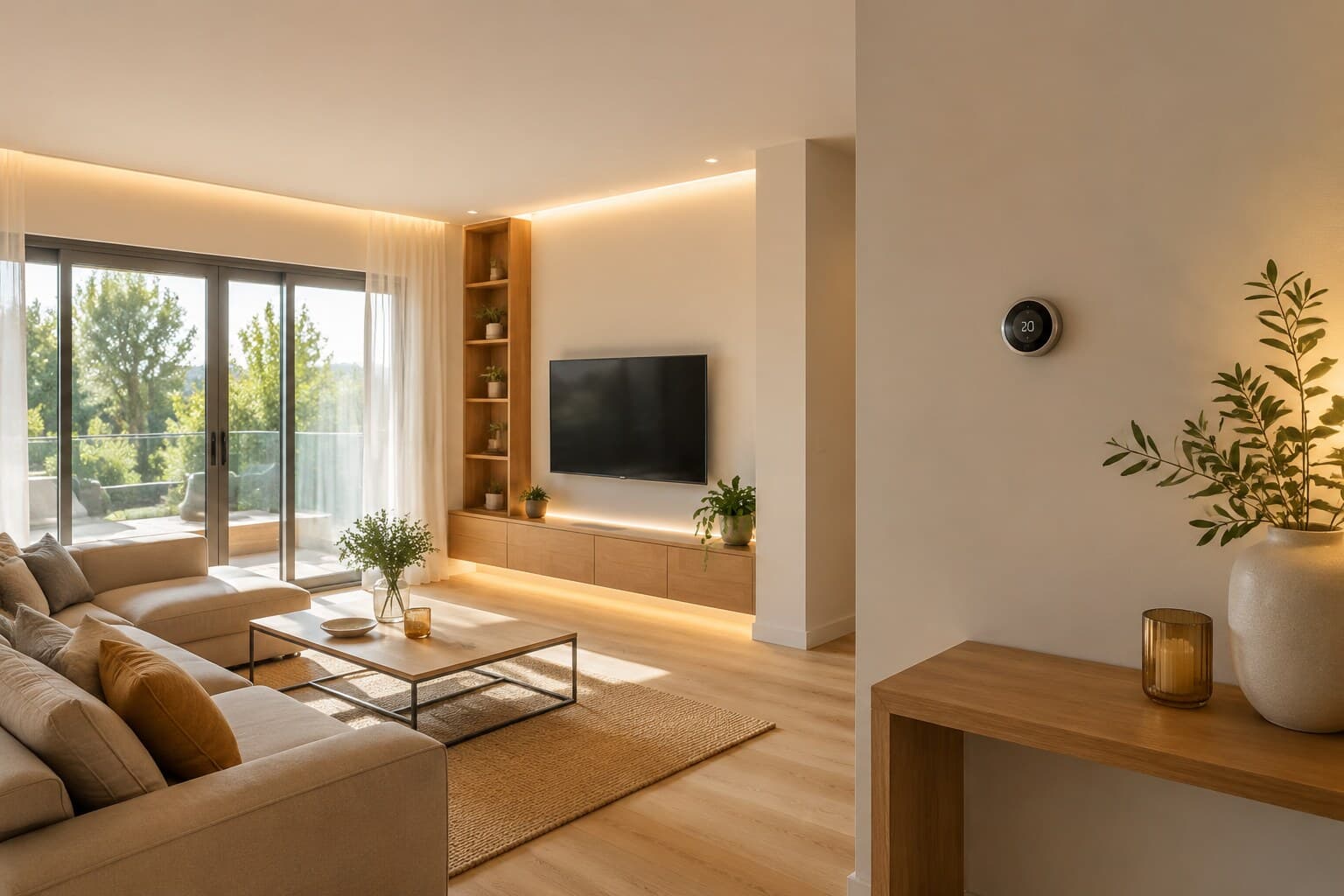 Interior eficiente con iluminación de bajo consumo